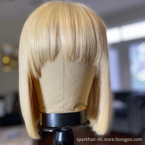 Glueless Brazilian Short Human Hair Wigs for Black Women 613 Blonde Remy Short Bob Straight Human Hair Wigs Pixie Cut Wigs
